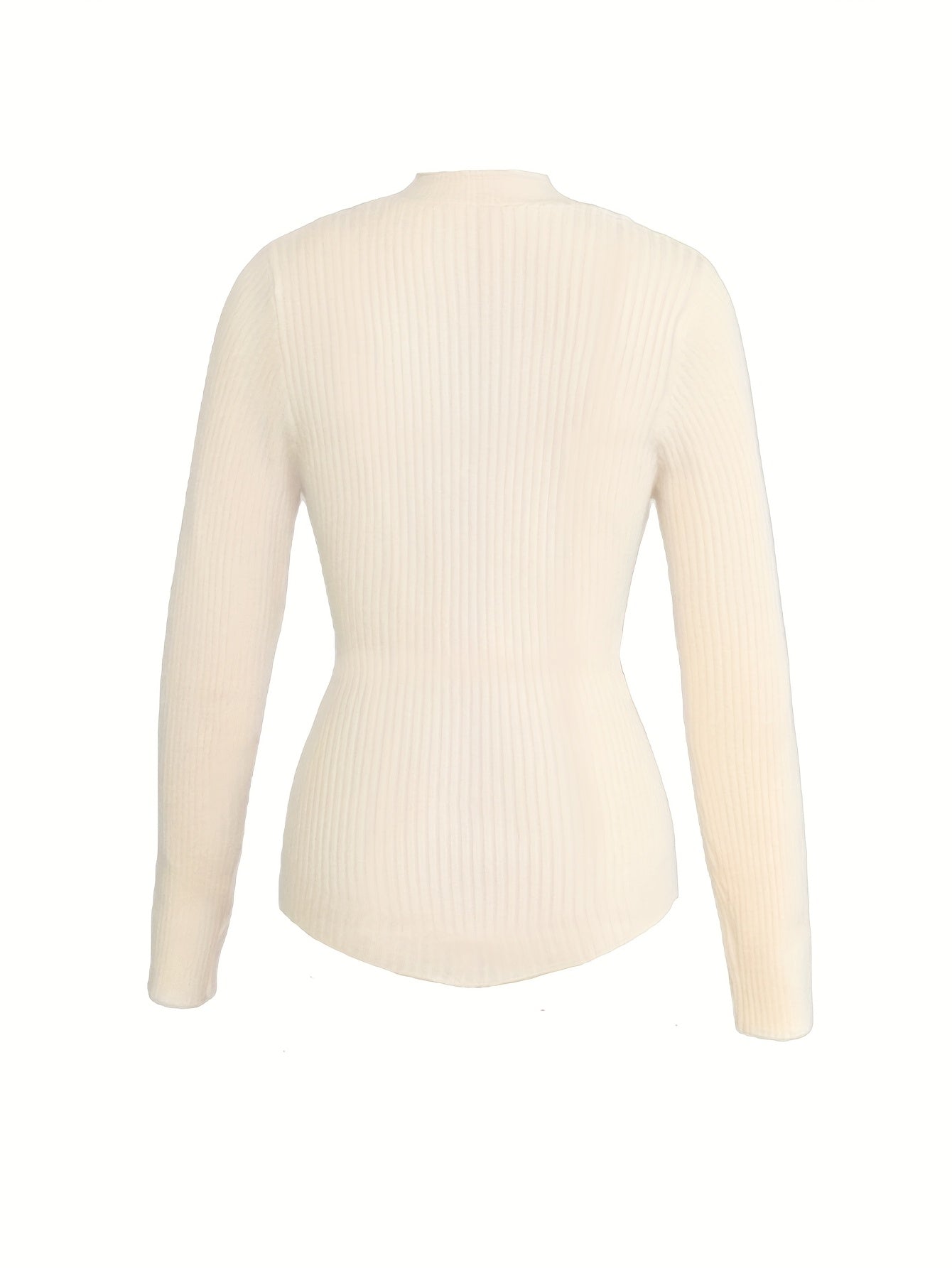 Cream Ribbed Wrap Knit Cardigan with Gold Button