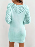 Mint Green Openwork Knit Mini Dress
