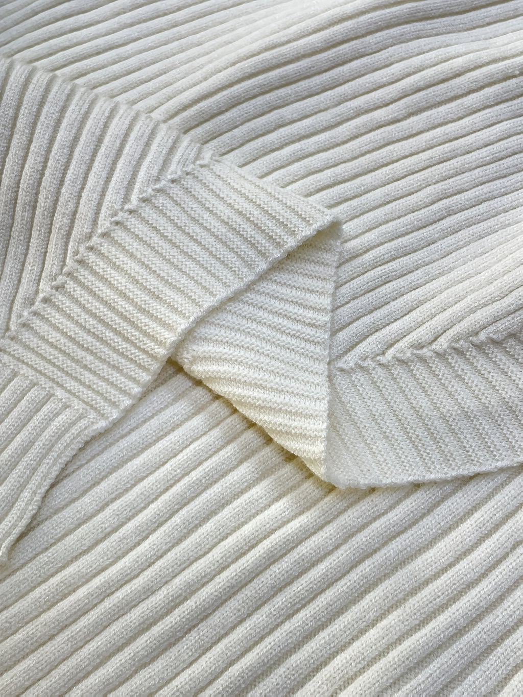 Cream Ribbed Wrap Knit Cardigan with Gold Button
