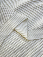 Cream Ribbed Wrap Knit Cardigan with Gold Button