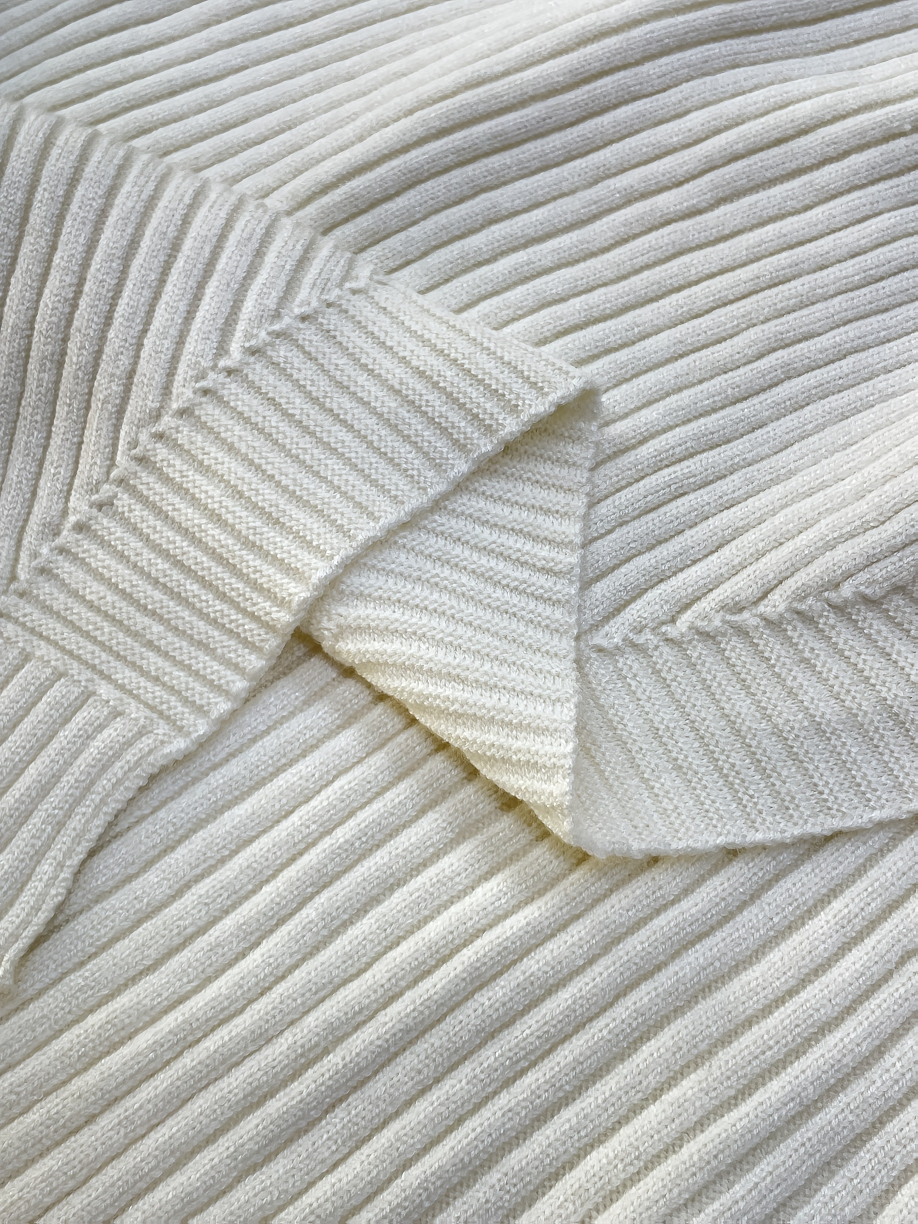Cream Ribbed Wrap Knit Cardigan with Gold Button
