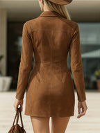 Brown Faux Suede Fringe Mini Dress