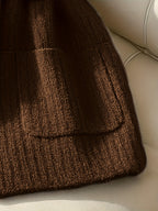 Brown Ribbed Knit Sleeveless Vest with Belt