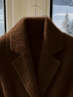 Brown Ribbed Knit Sleeveless Vest with Belt
