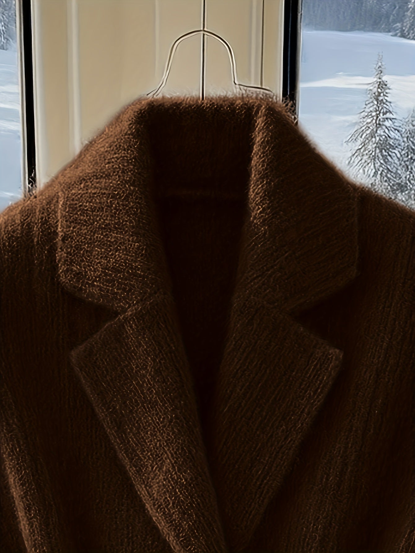 Brown Ribbed Knit Sleeveless Vest with Belt