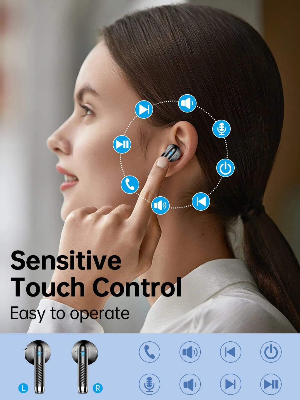 Wireless Bluetooth V5.4 Stereo Earphones — Compatible with Android & iOS [Mini Model]