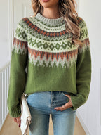 Green Fair Isle Crew Neck Sweater