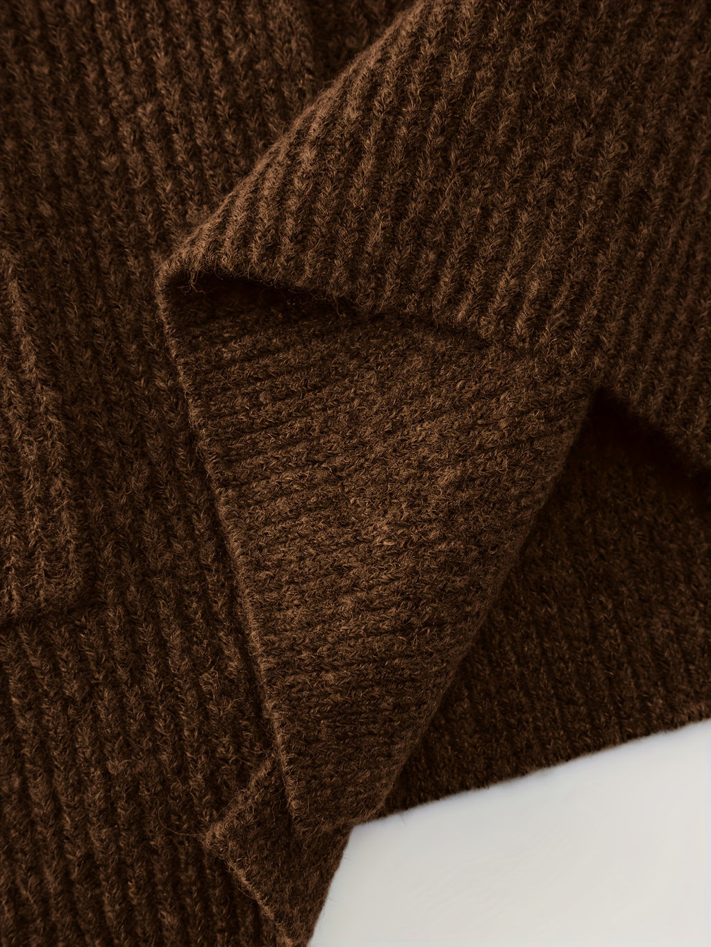 Brown Ribbed Knit Sleeveless Vest with Belt