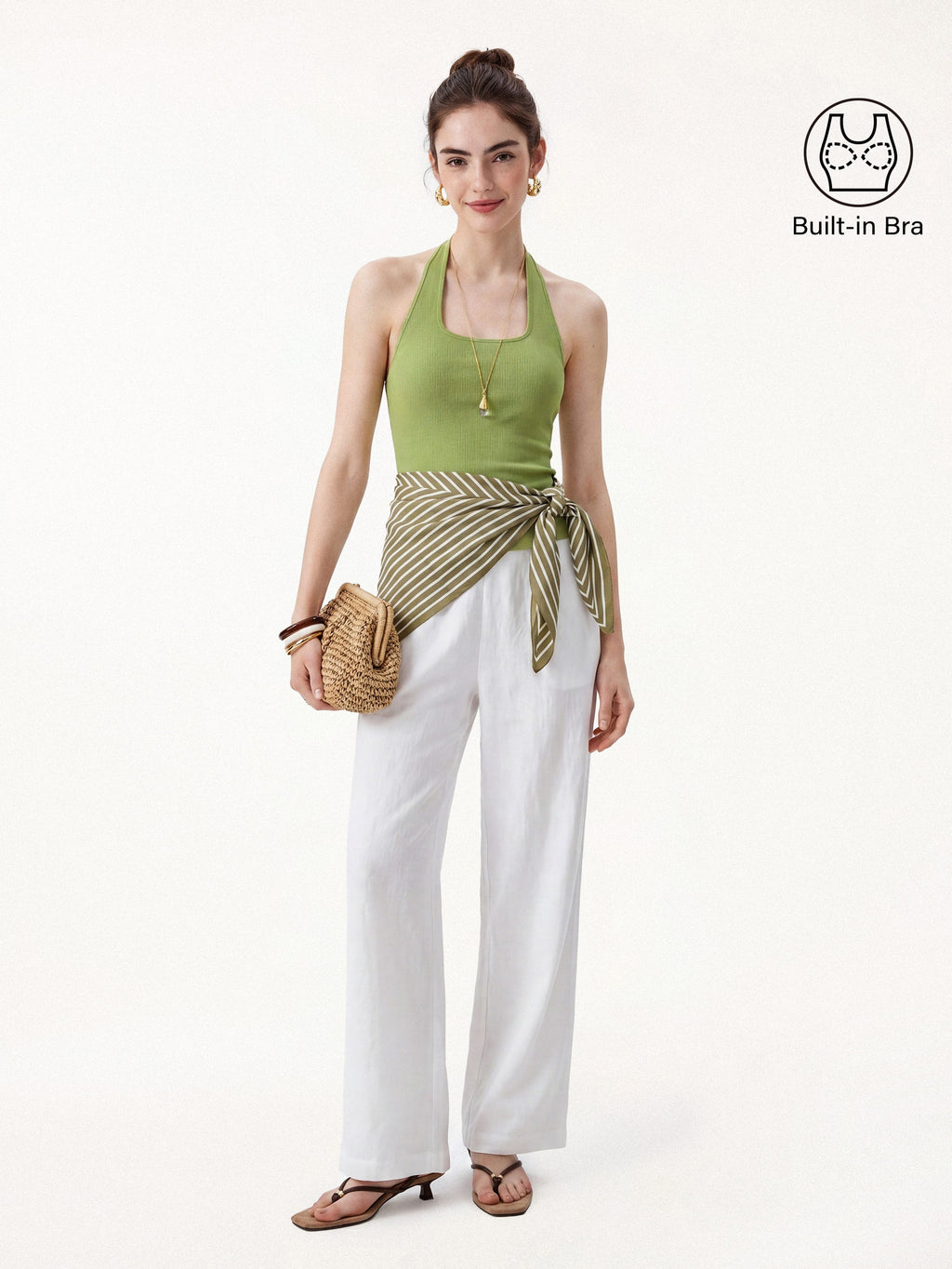 Cotton Square Halter Neck Bra Tank