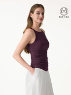 Square Neck Ruched Rib Bra Tank