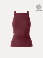 Square Neck Ruched Rib Bra Tank
