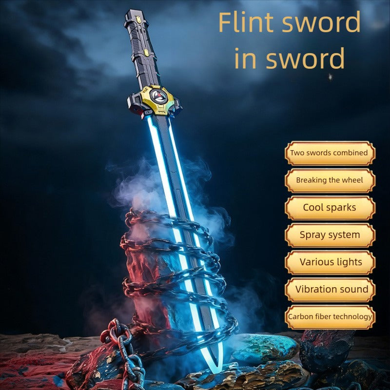 Kids Dual Light-Up Swords with Color-Changing LEDs, Mist Spray & Sound Effects