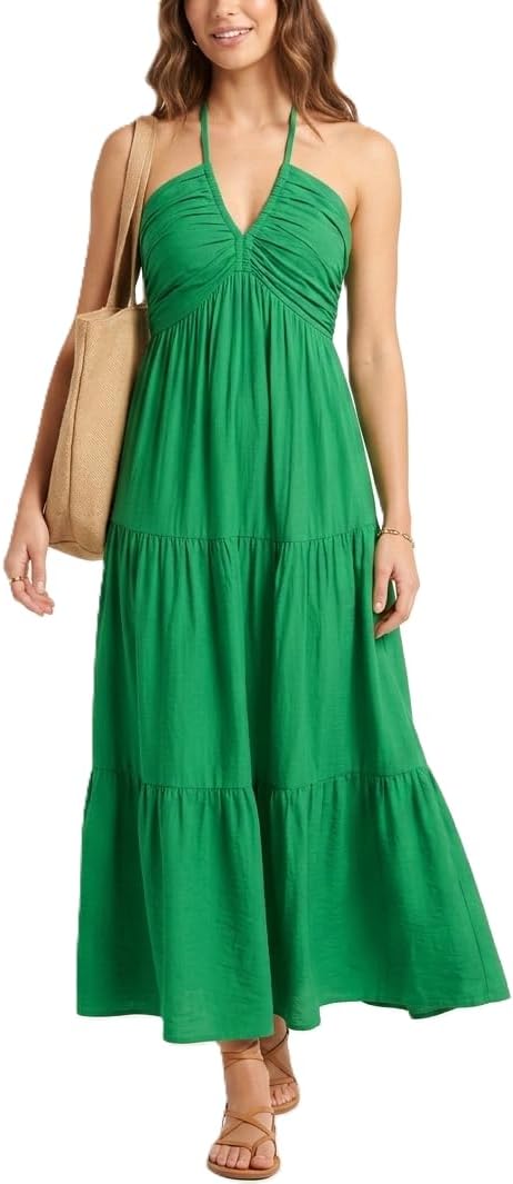 Women's Vacation Maxi Dress with Pockets