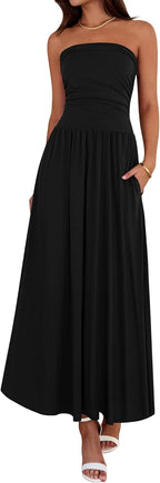 Women's Strapless Ruched Tube Top Dress