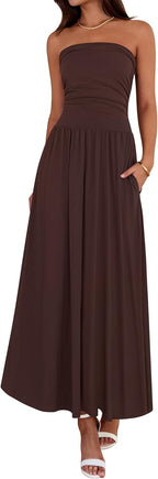 Women's Strapless Ruched Tube Top Dress