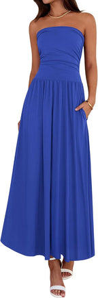 Women's Strapless Ruched Tube Top Dress