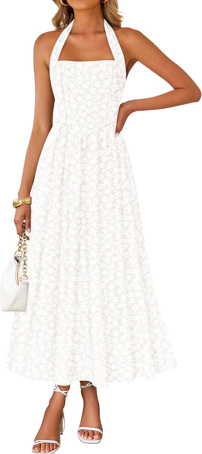 Women's Halter Neck A Line Long Dress