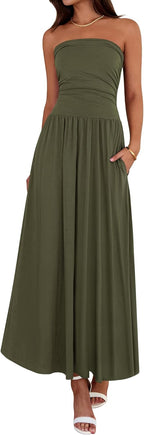 Women's Strapless Ruched Tube Top Dress