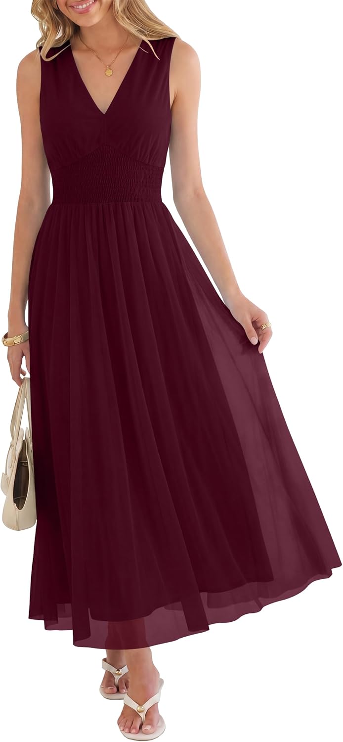 Women's A Line Tulle Maxi Dresson,Casual Floral Dresses