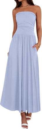 Women's Strapless Ruched Tube Top Dress