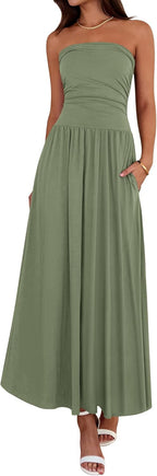 Women's Strapless Ruched Tube Top Dress