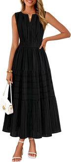 Women's Boho V Neck Cotton Long Dress