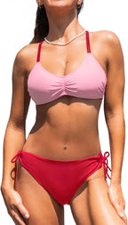 Women's Back Braided Straps Bikini Set