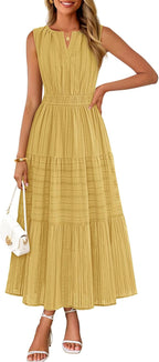 Women's Boho V Neck Cotton Long Dress