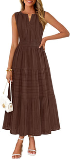 Women's Boho V Neck Cotton Long Dress