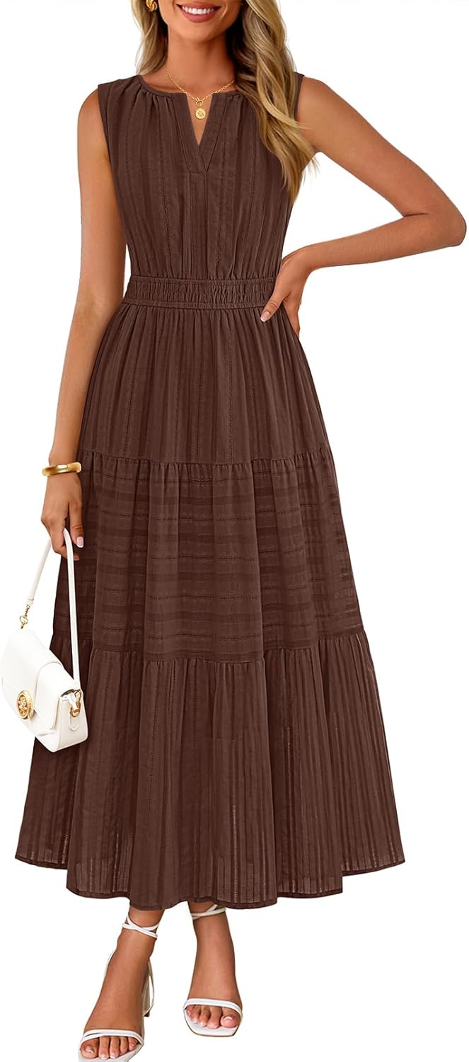 Women's Boho V Neck Cotton Long Dress