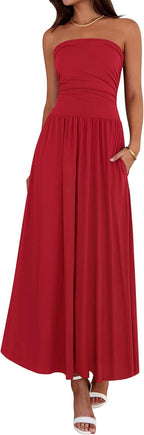 Women's Strapless Ruched Tube Top Dress