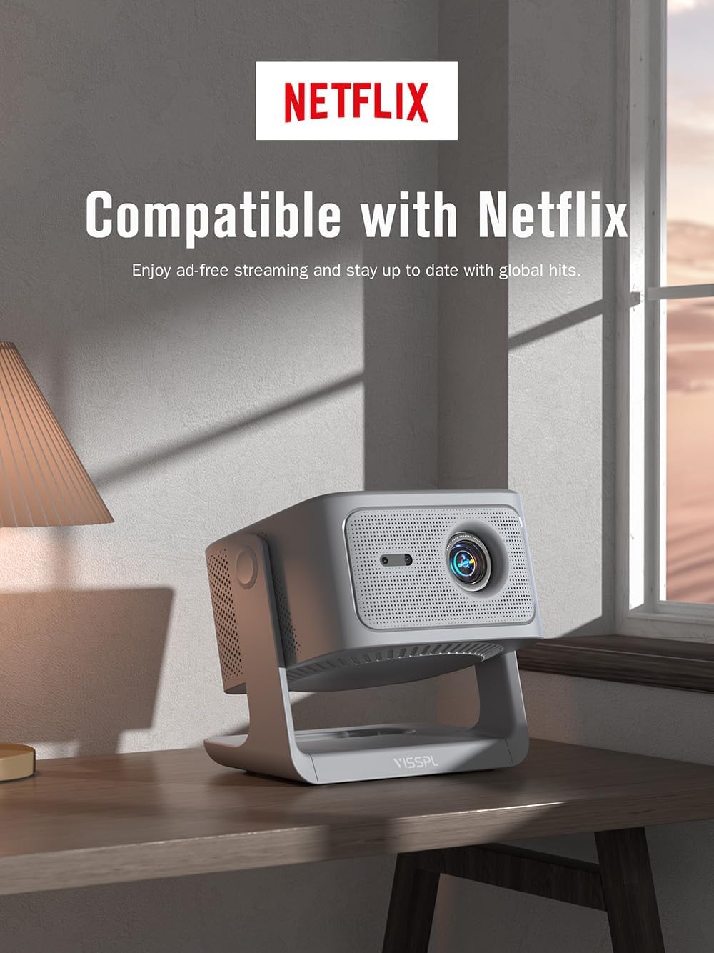VISSPL 4K Smart Projector WiFi Bluetooth 3D Dolby Audio