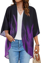 Women's Floral Print Puff Sleeve Kimono Cardigan Loose Cover Up Casual Blouse Tops 2026