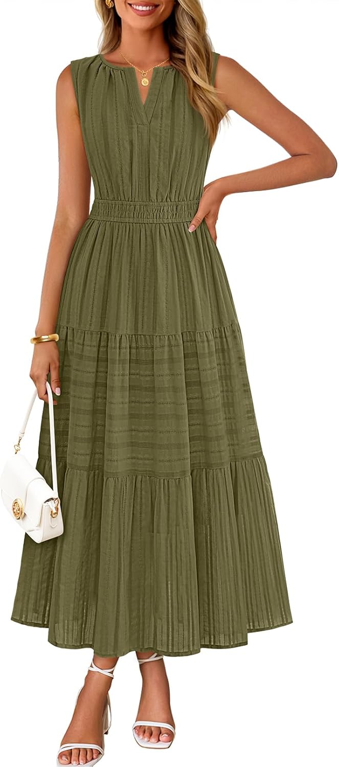 Women's Boho V Neck Cotton Long Dress