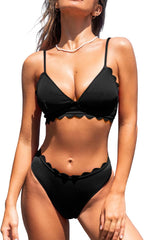 Women's V Neck Low Waisted Bikini Swimsuit