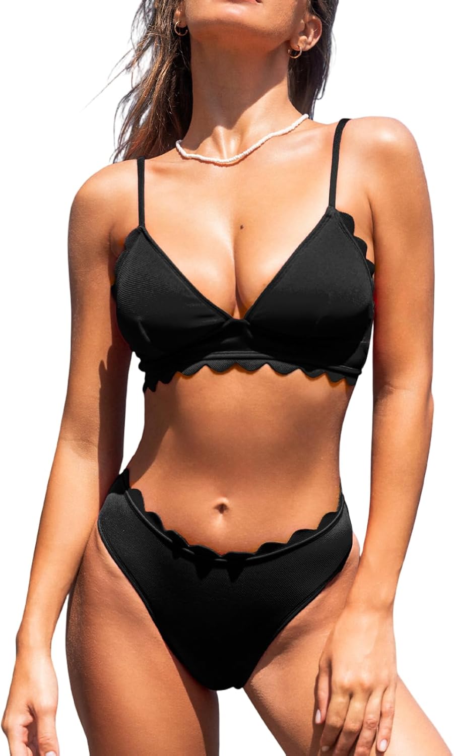 Women's V Neck Low Waisted Bikini Swimsuit