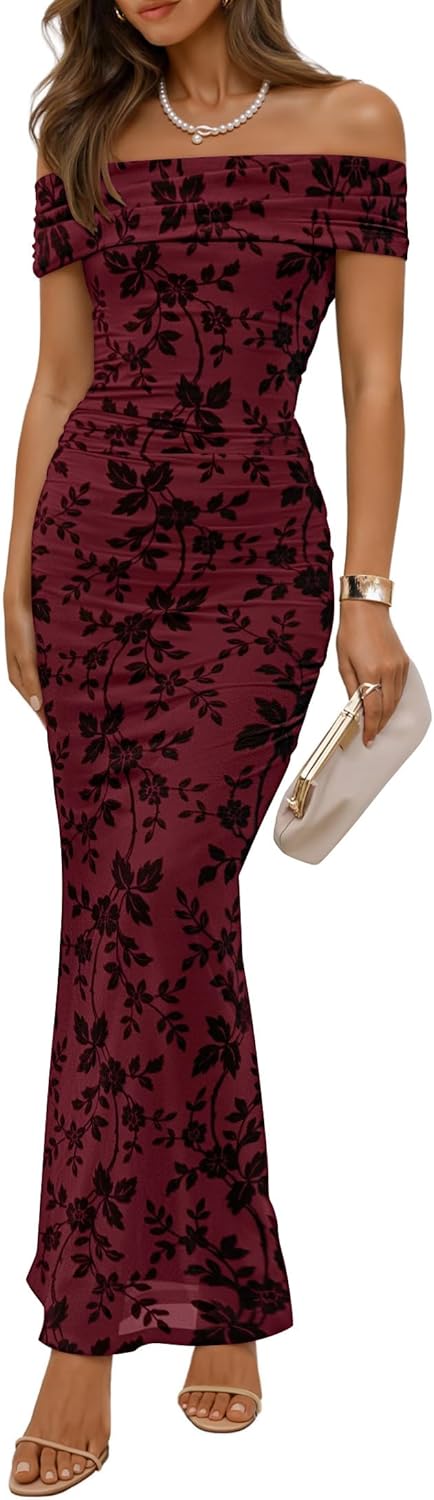 Women's Floral Bodycon Long Dressing Guest Long Dresses