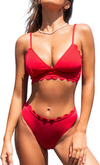 Women's V Neck Low Waisted Bikini Swimsuit