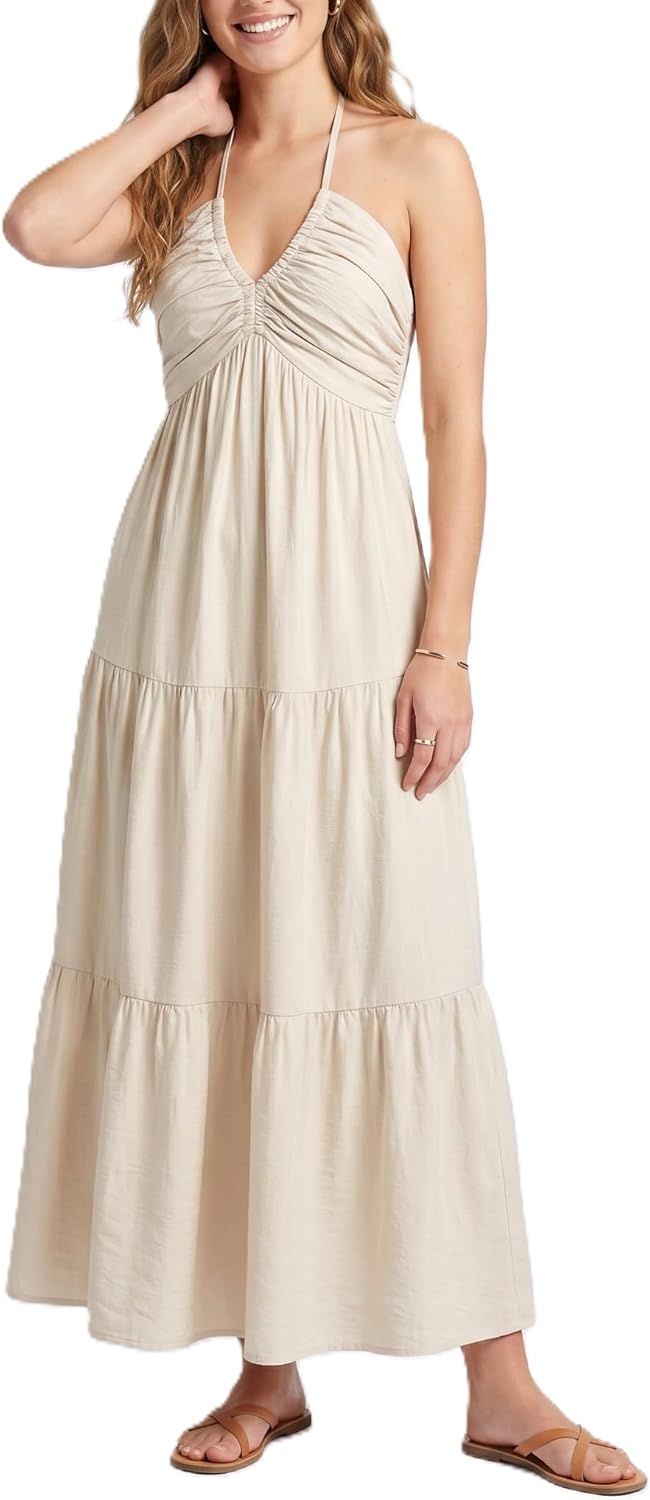 Women's Vacation Maxi Dress with Pockets