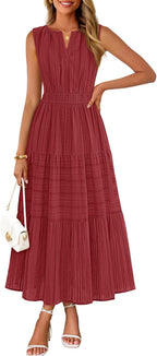 Women's Boho V Neck Cotton Long Dress