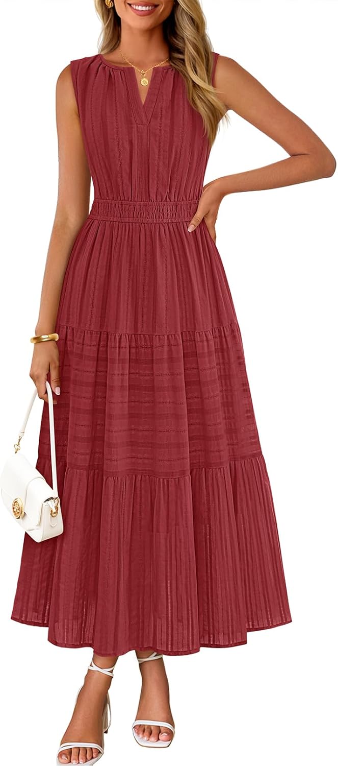 Women's Boho V Neck Cotton Long Dress