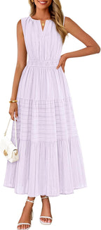 Women's Boho V Neck Cotton Long Dress