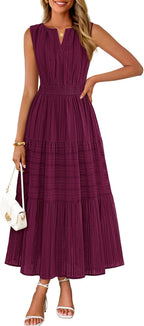 Women's Boho V Neck Cotton Long Dress