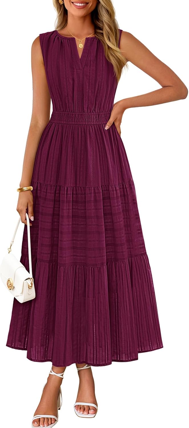 Women's Boho V Neck Cotton Long Dress