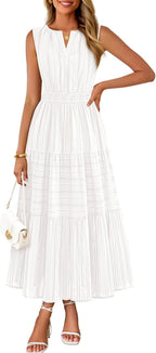 Women's Boho V Neck Cotton Long Dress