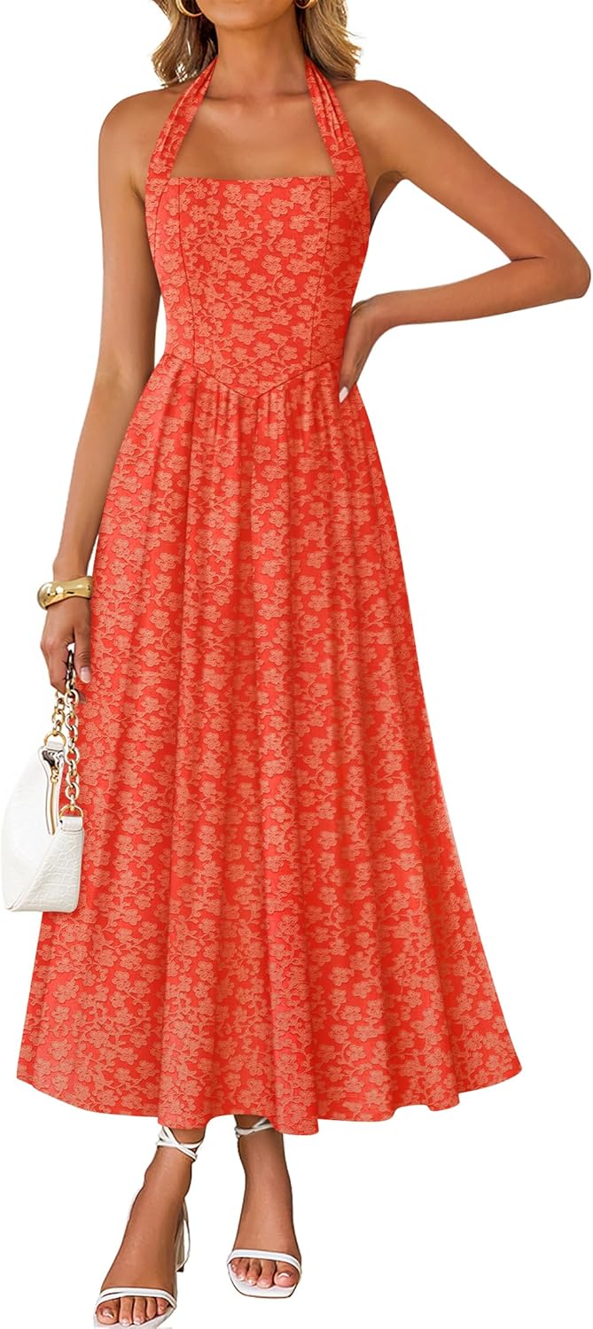 Women's Halter Neck A Line Long Dress