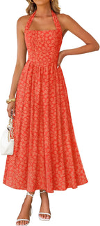 Women's Halter Neck A Line Long Dress
