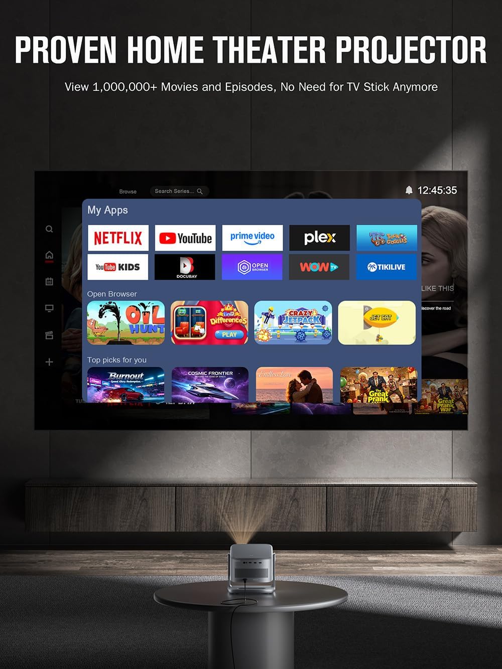 VISSPL 4K Smart Projector WiFi Bluetooth 3D Dolby Audio