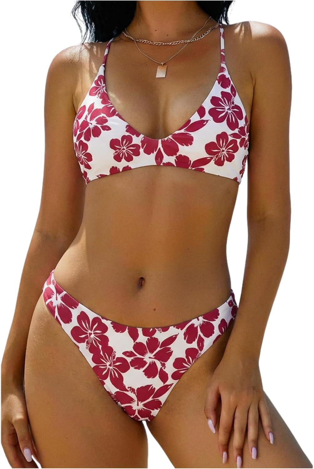 Women's High Cut Bralette Bikini Set