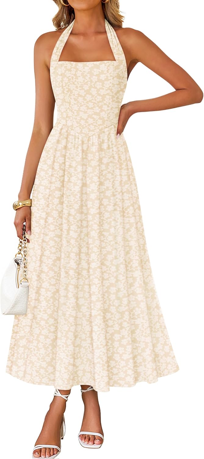 Women's Halter Neck A Line Long Dress